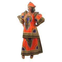 Traditional Print Princess Skirt Set Orange / Plus Womens Skirts