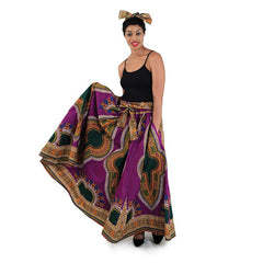 Traditional Print Maxi Skirt Plum Womens Skirts